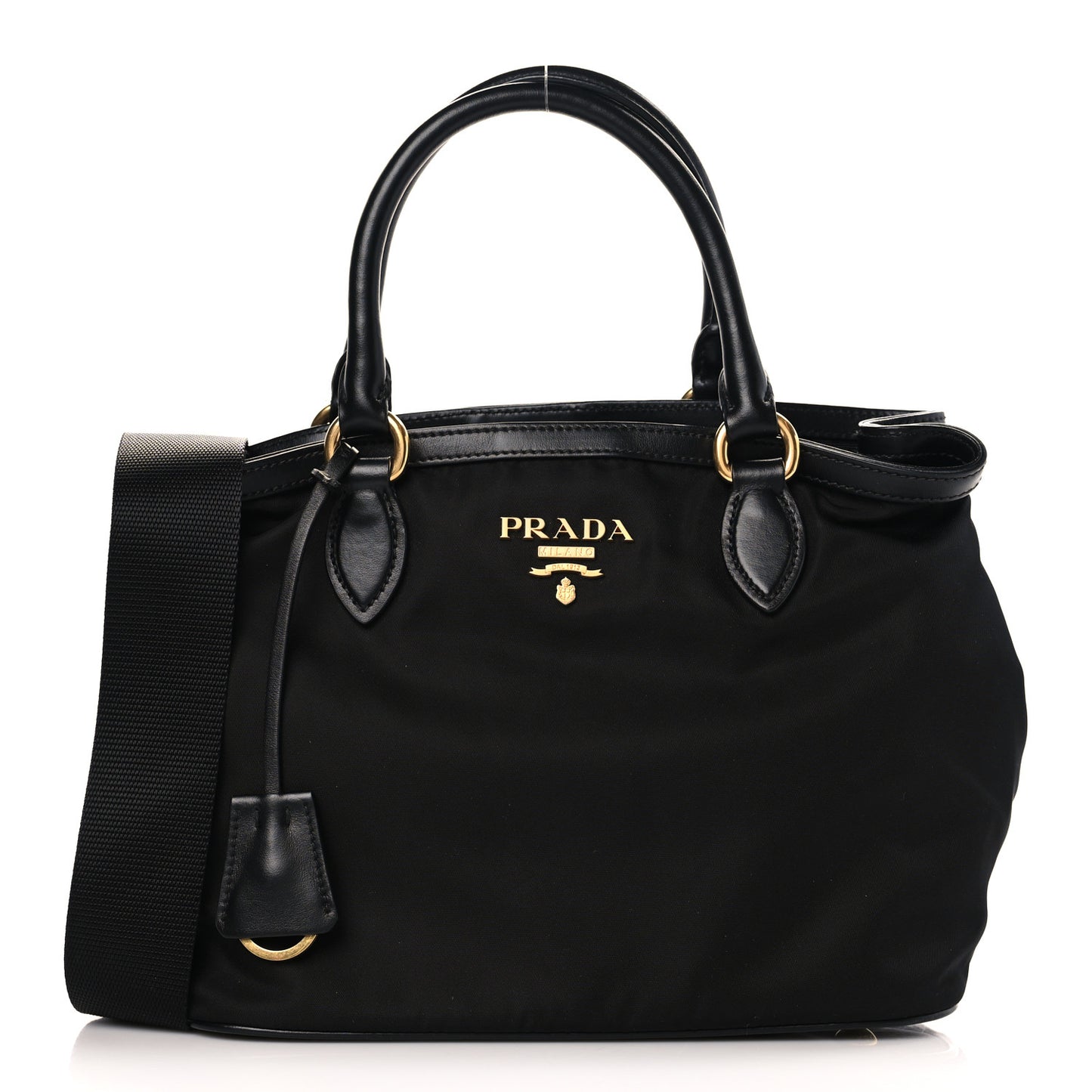 Tessuto Nylon Soft Calf Small Tote Black
