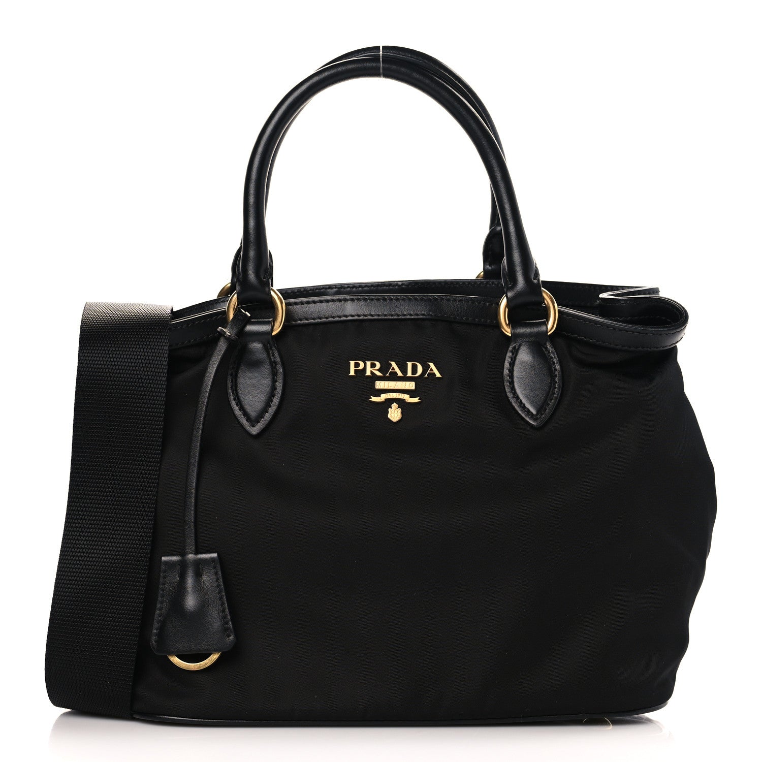 Prada Tessuto Nylon Soft Calf Small Tote Black 1 of 9