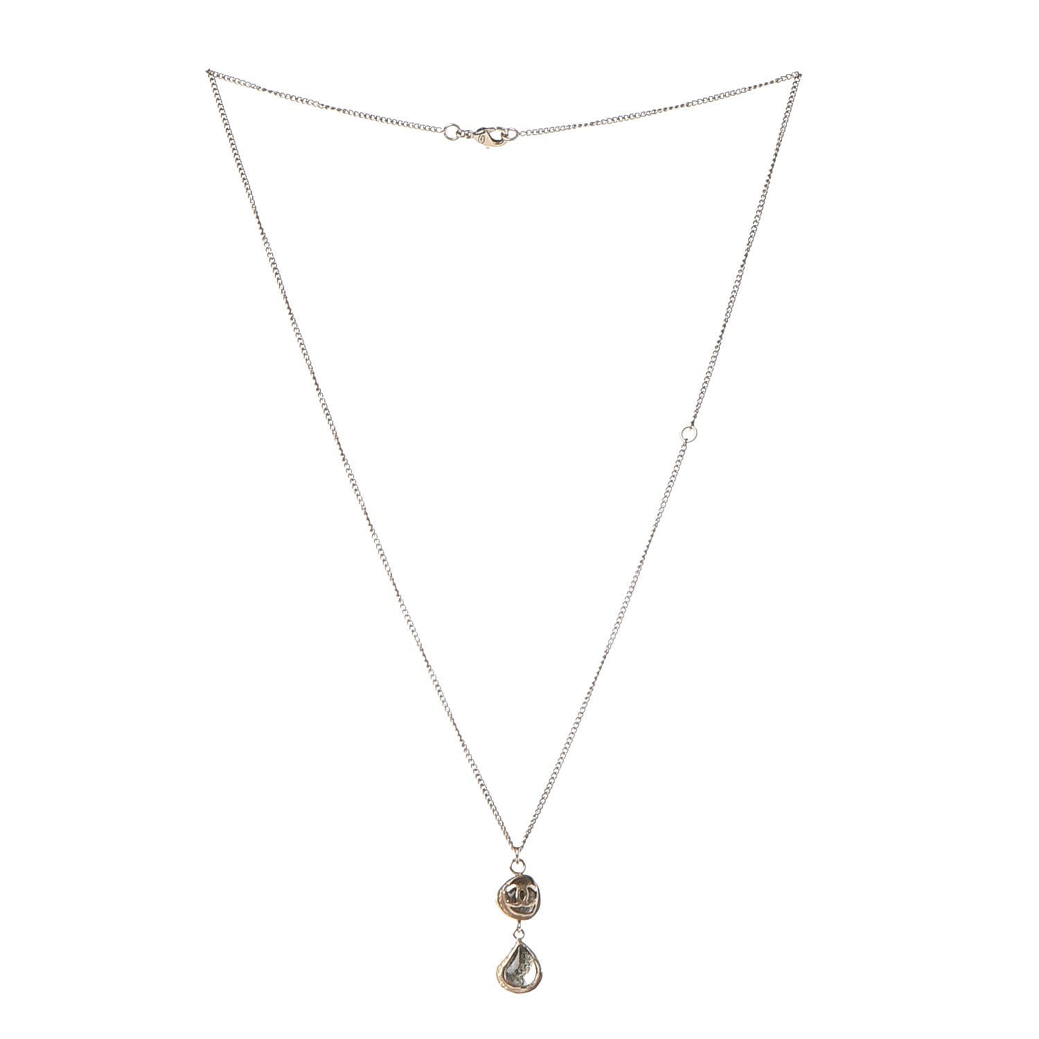 Chanel Gripoix CC Pendant Necklace Gold 3 of 6