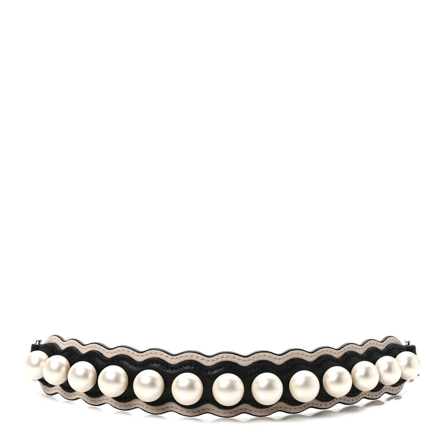 Calfskin Pearl Embellished Mini Strap You Black Camelia
