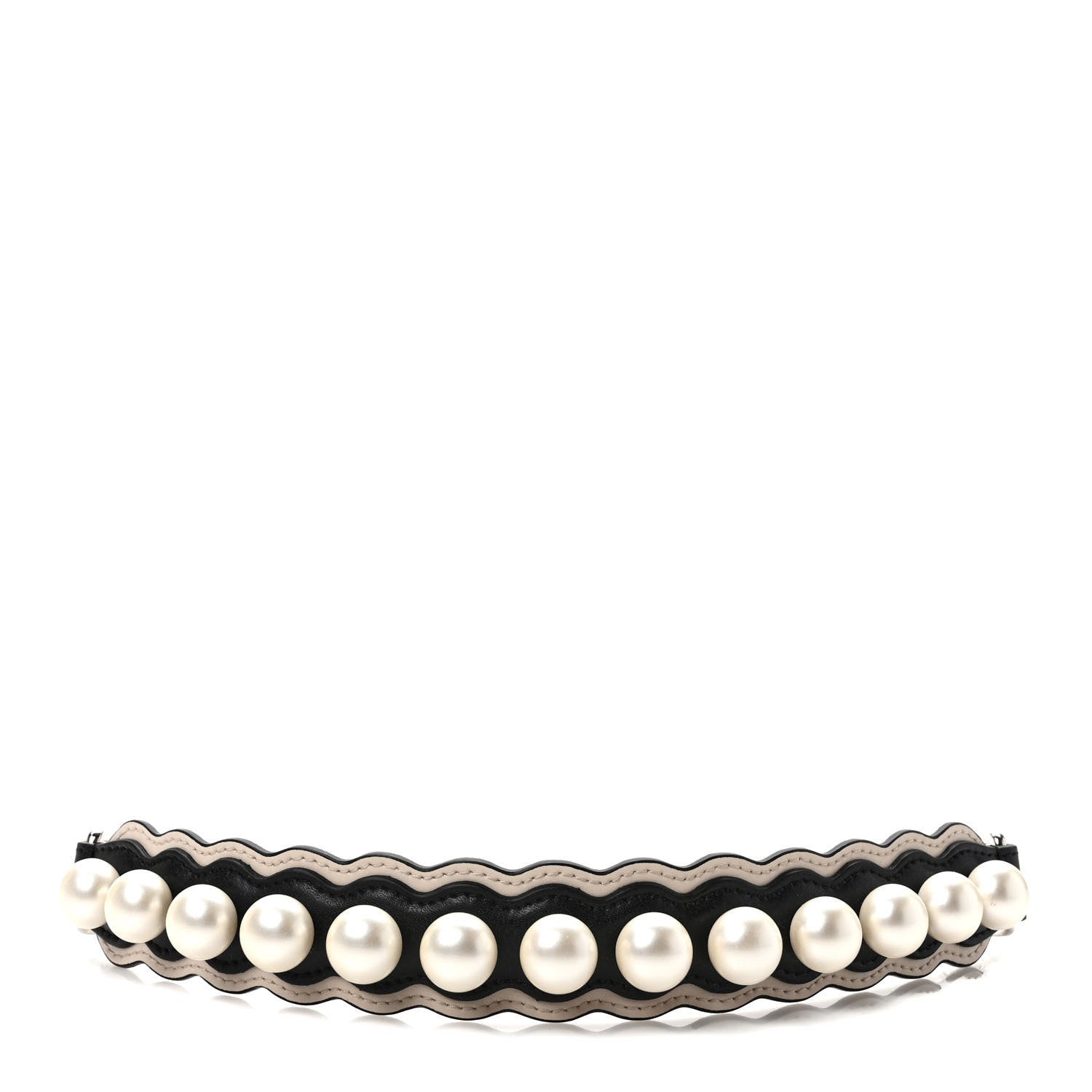 Fendi Calfskin Pearl Embellished Mini Strap You Black Camelia 1 of 4