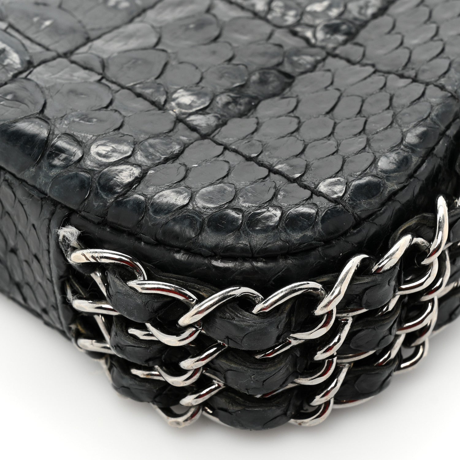 Chanel Snakeskin 3 Chain Flap Black 17 of 19