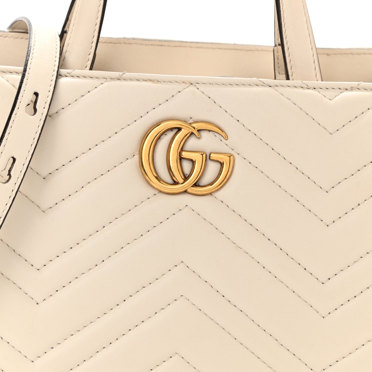 Gucci Calfskin Matelasse Small GG Marmont Tote White 8 of 13