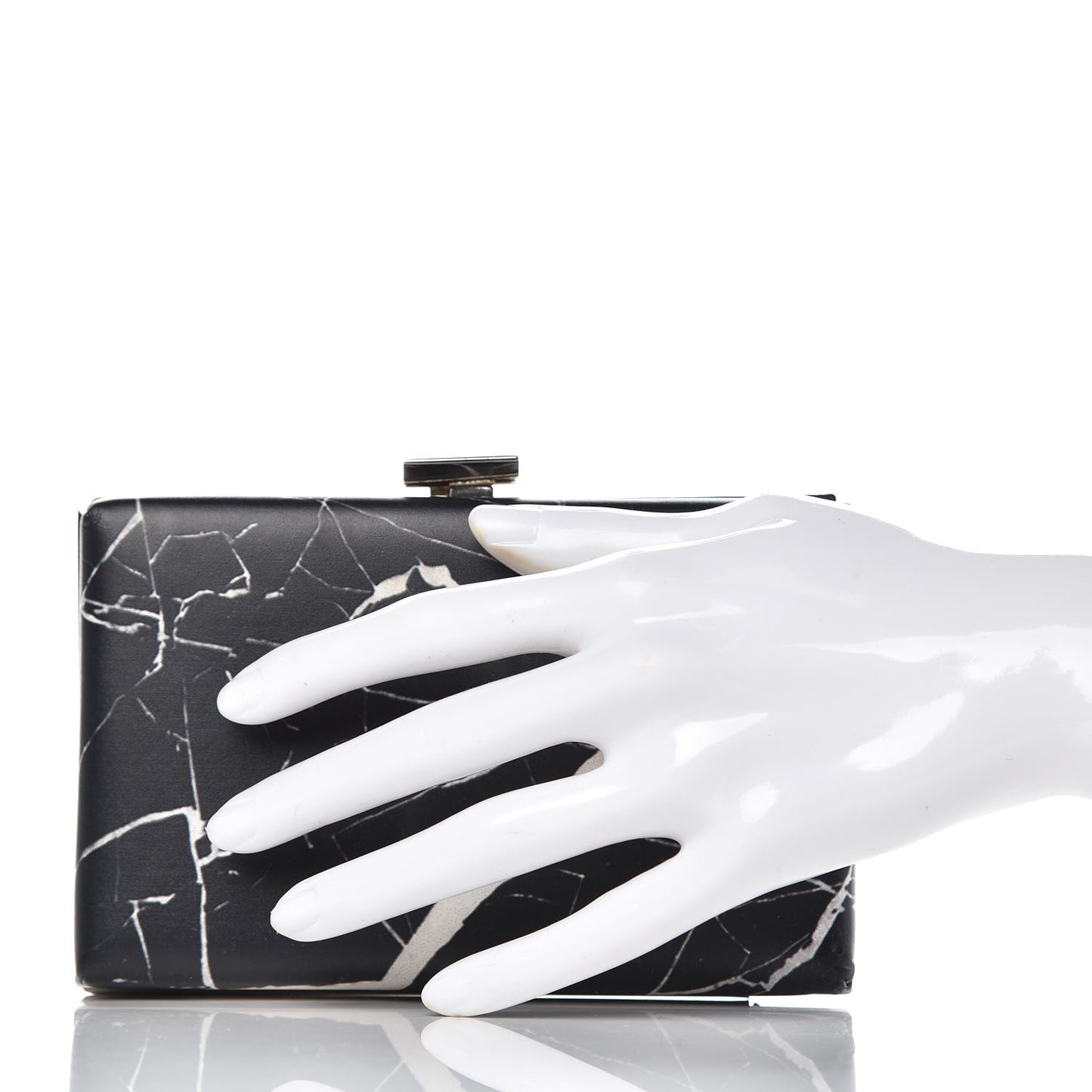 Smooth Calfskin Le Dix Minaudiere Marble Box Clutch Black