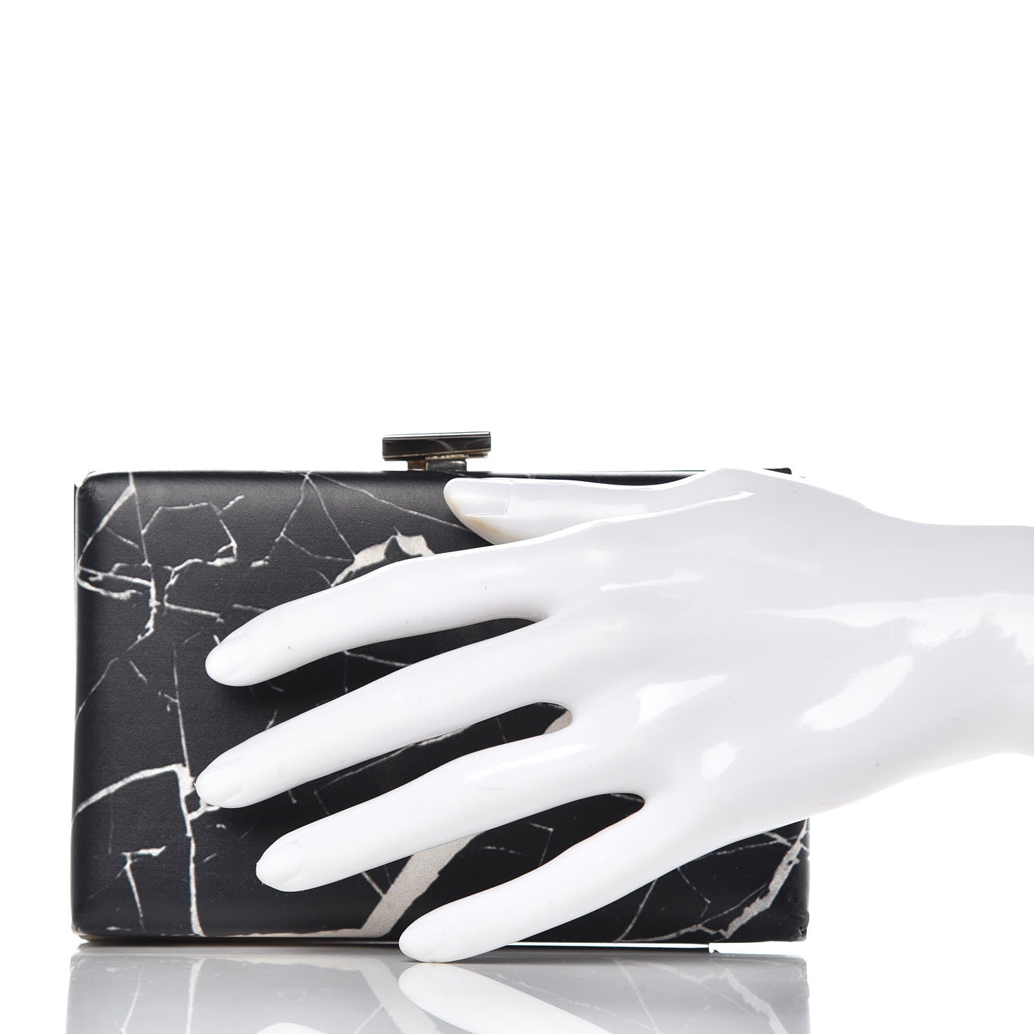 Balenciaga Smooth Calfskin Le Dix Minaudiere Marble Box Clutch Black 2 of 10