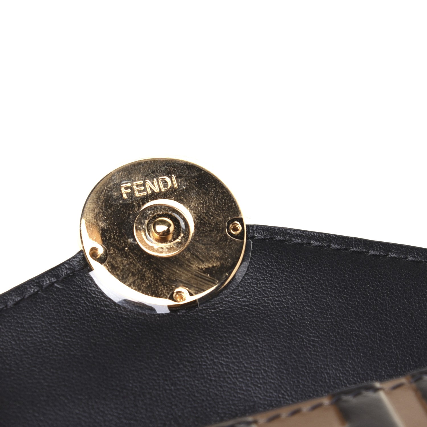 Fendi Vitello Liberty F is Fendi Bi-Color FF 1974 Embossed Micro Tri-Fold Envelope Wallet Maya Black 10 of 13