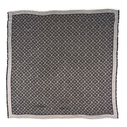 Louis Vuitton Silk Wool Monogram Denim Shawl Black 1 of 3