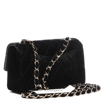 Chanel Velvet Quilted Rectangle Mini Flap Black 3 of 8
