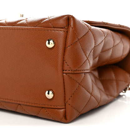 Chanel Caviar Quilted Small Coco Chain Handle Flap Brown 10 of 11