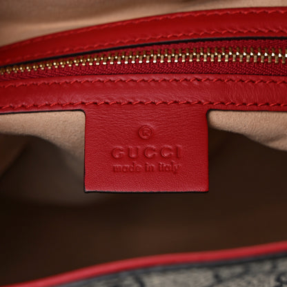Gucci GG Supreme Monogram Linea A Foldover Tote Beige Blue Hibiscus Red 6 of 9
