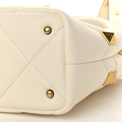 Valentino Garavani Nappa Small Roman Stud The Handle Bag Ivory 9 of 9