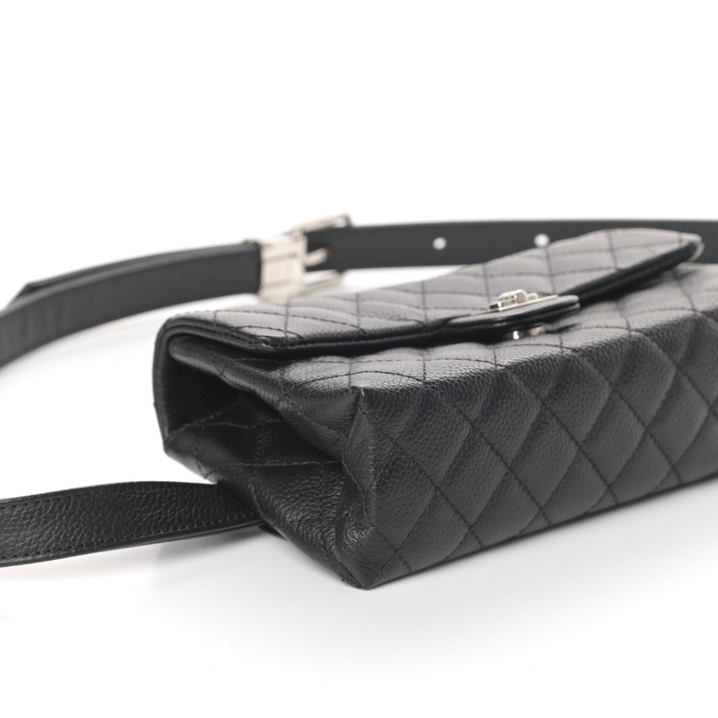 Grained Calfskin Quilted 2.55 Reissue Flap Belt Bag Clutch Black