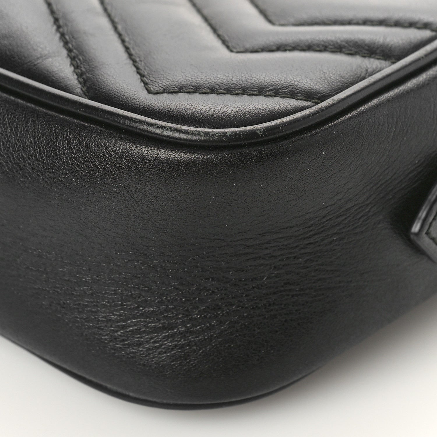 Gucci Calfskin Matelasse Mini GG Marmont Chain Shoulder Bag Black 9 of 10