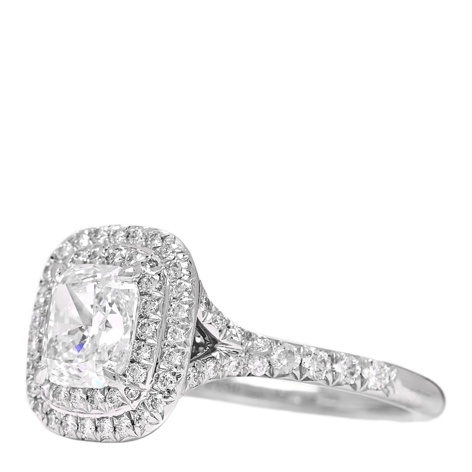 Tiffany Platinum Diamond 1.10ct Soleste Cushion Cut Double Halo Engagement Ring 49 4.75 3 of 7