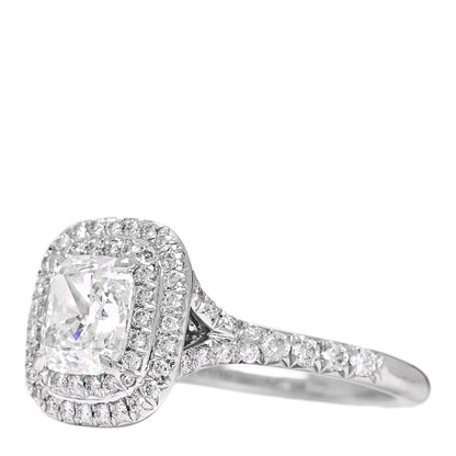 Tiffany Platinum Diamond 1.10ct Soleste Cushion Cut Double Halo Engagement Ring 49 4.75 3 of 7