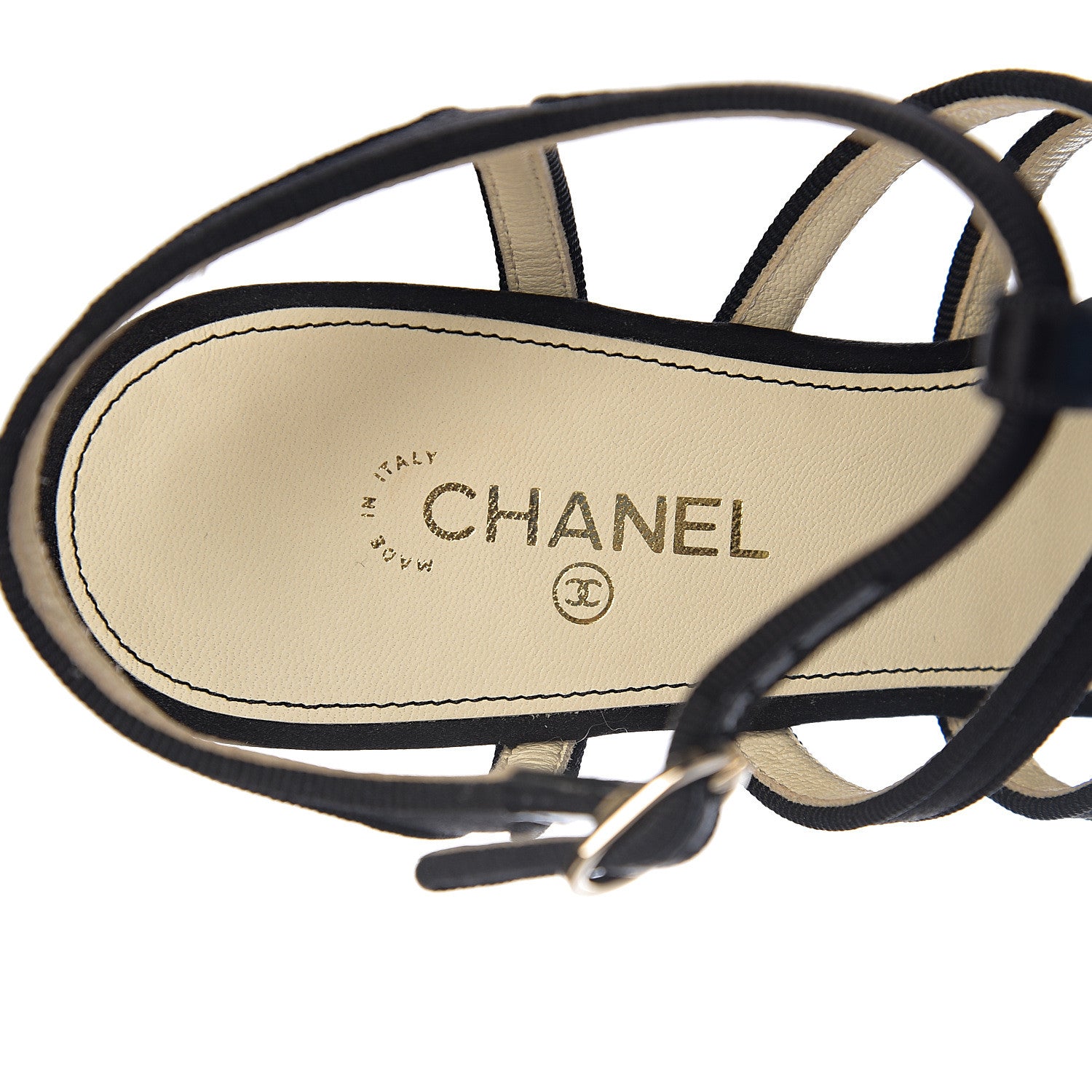 Chanel Satin Pearl Bow Sandals 37 Black 5 of 8