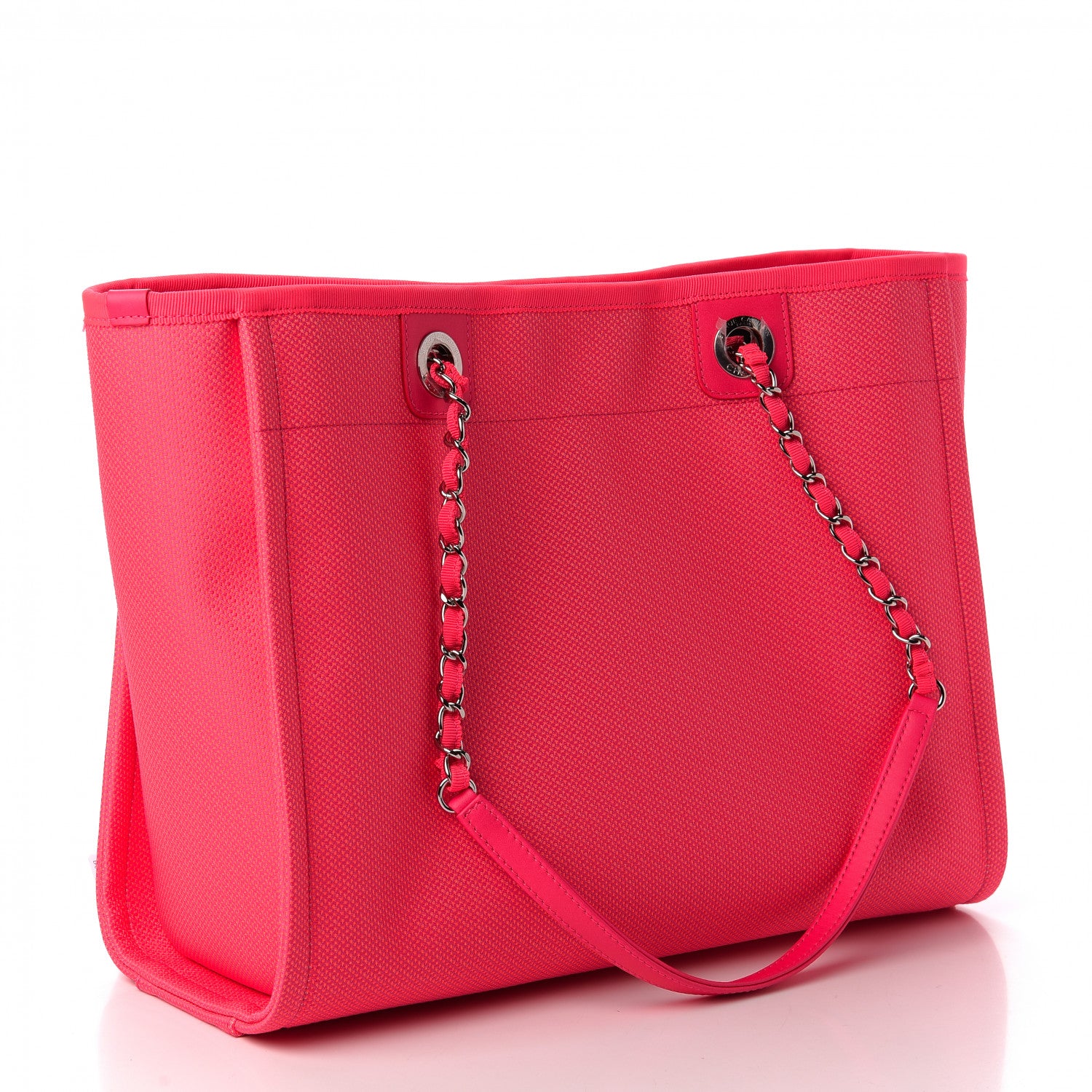 Chanel Mixed Fibers Small Deauville Tote Pink Orange 3 of 12