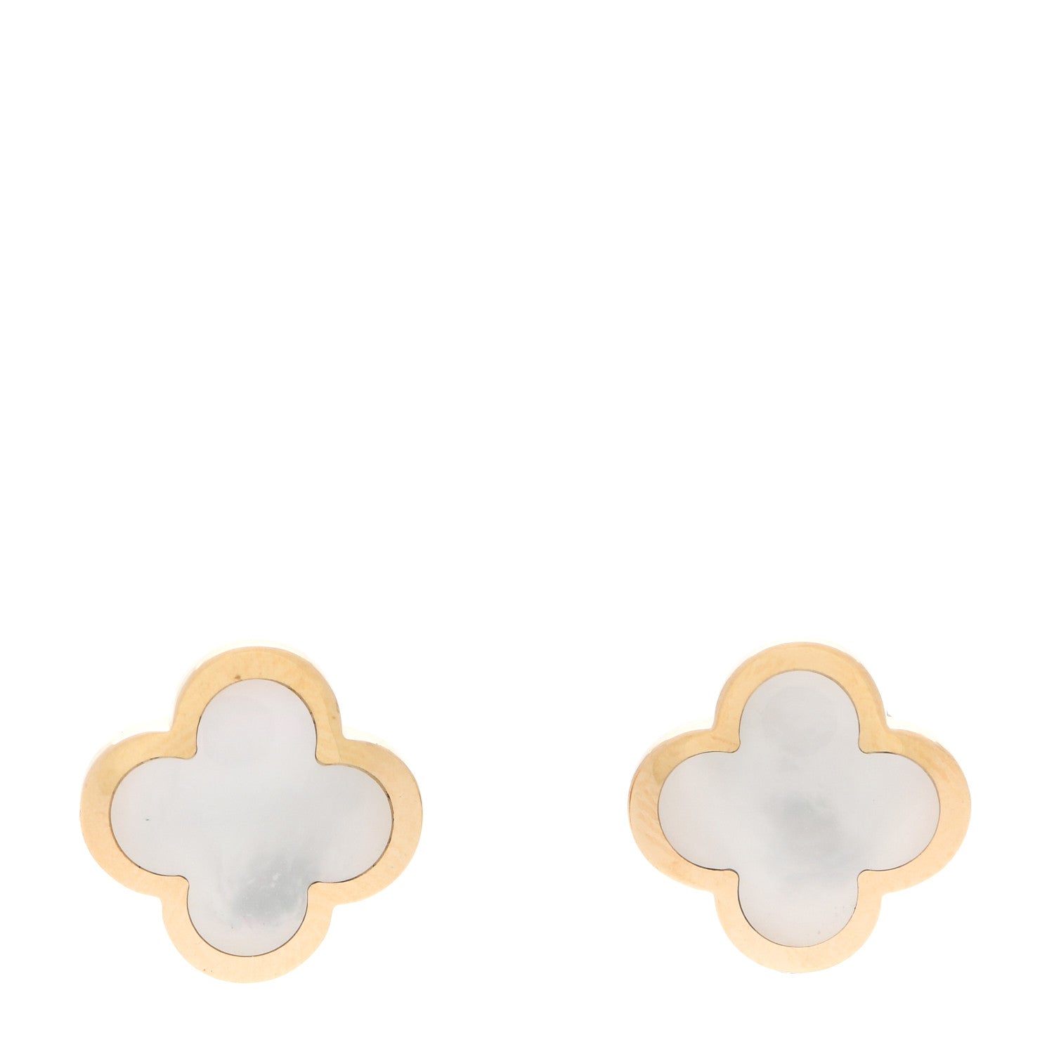 Van Cleef & Arpels 18K Yellow Gold Mother of Pearl Pure Alhambra Earrings 1 of 4