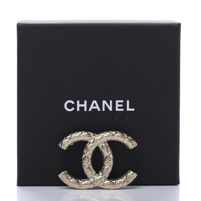 Chanel Metal CC Diamond Quilted Brooch Light Gold 5 of 5