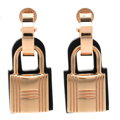 Hermes Rose Gold Swift O'Kelly Earrings Black 1 of 6