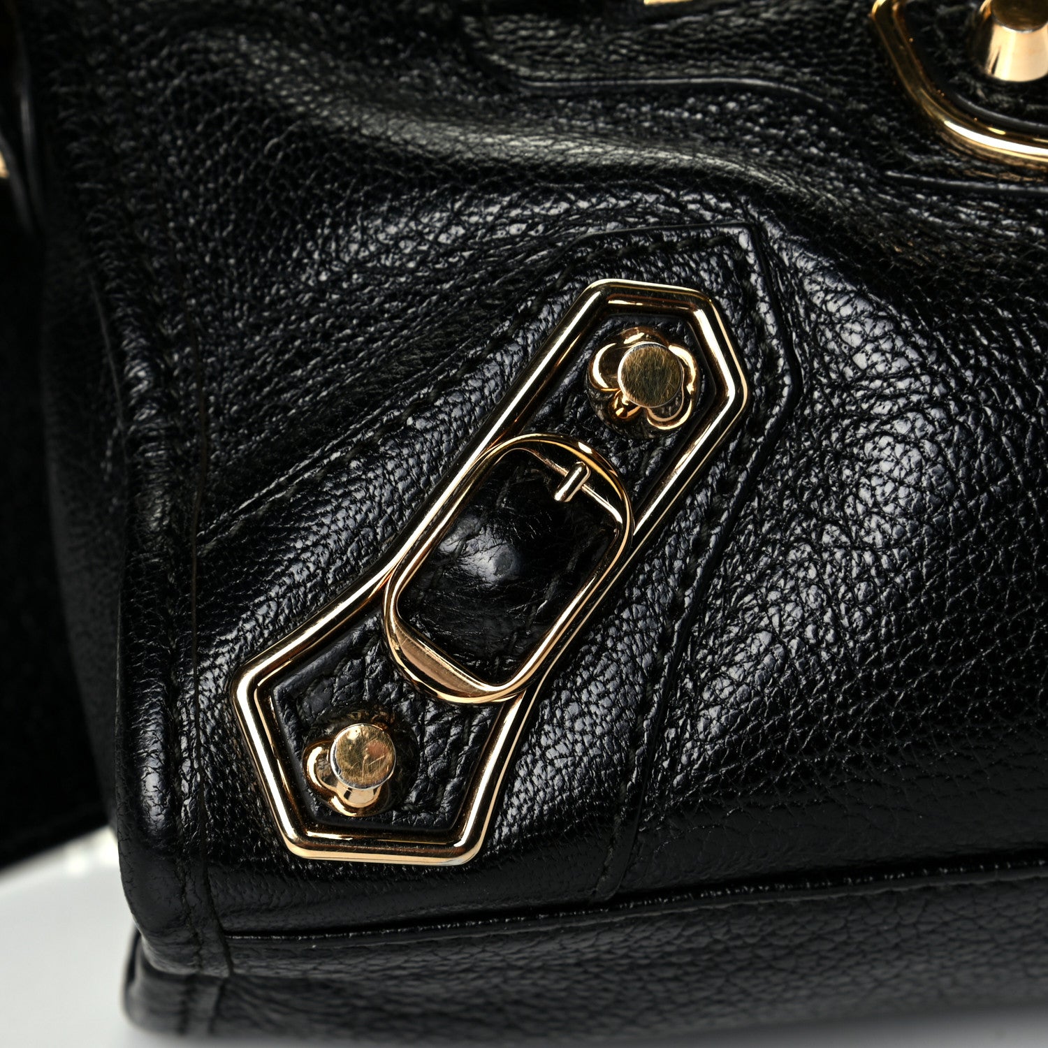 Balenciaga Chevre Gold Metallic Edge Hardware Mini City Black 5 of 8