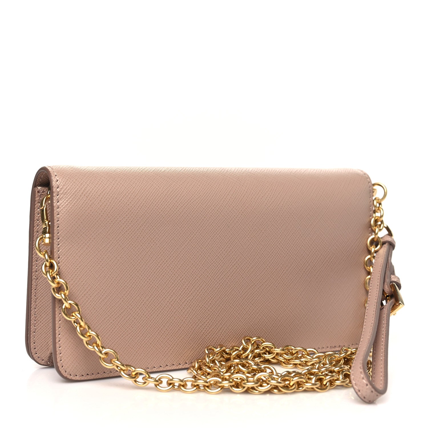 Prada Saffiano Metal Mini Flap Crossbody Wristlet Bag Cammeo 3 of 9