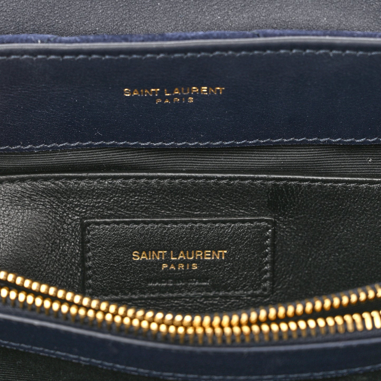 Suede Calfskin Y Quilted Monogram Small Loulou Chain Satchel Deep Marine