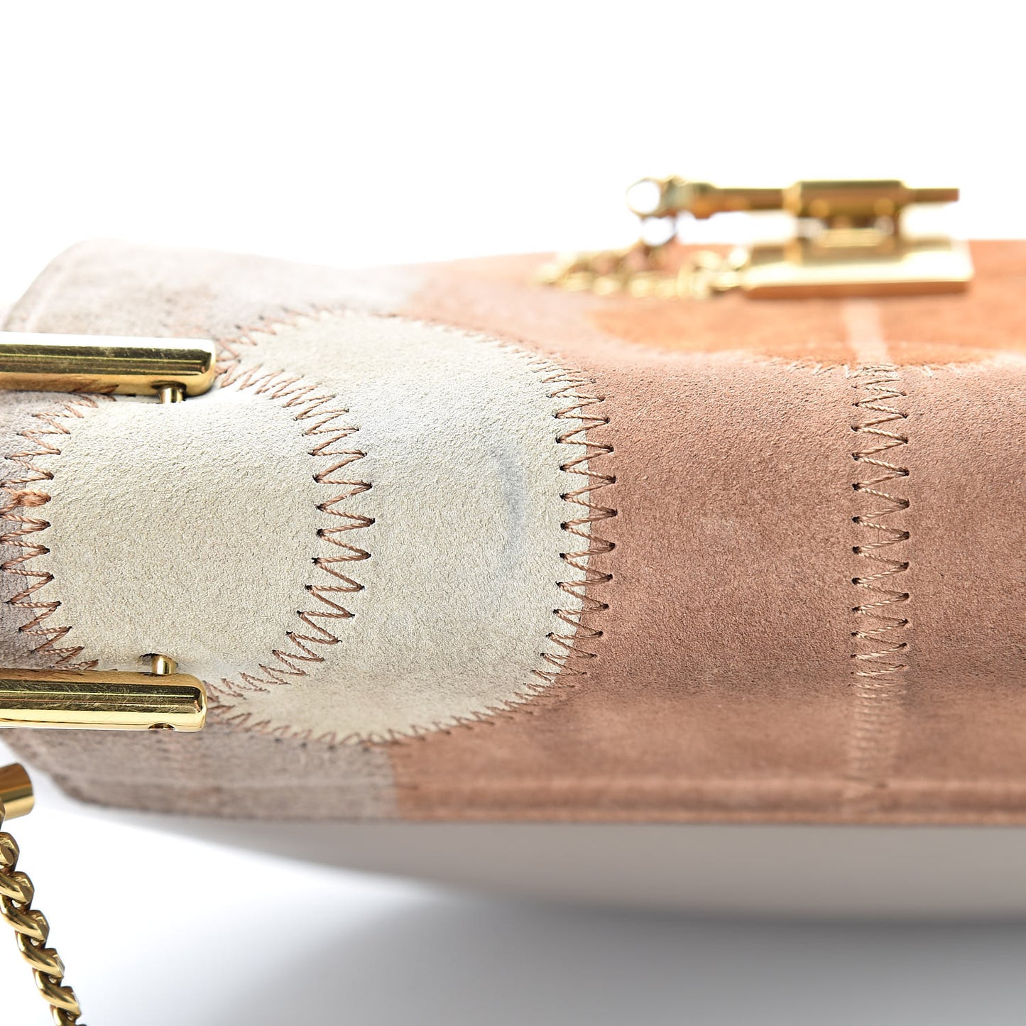 Suede Calfskin Patchwork Drew Shoulder Bag Motty Grey
