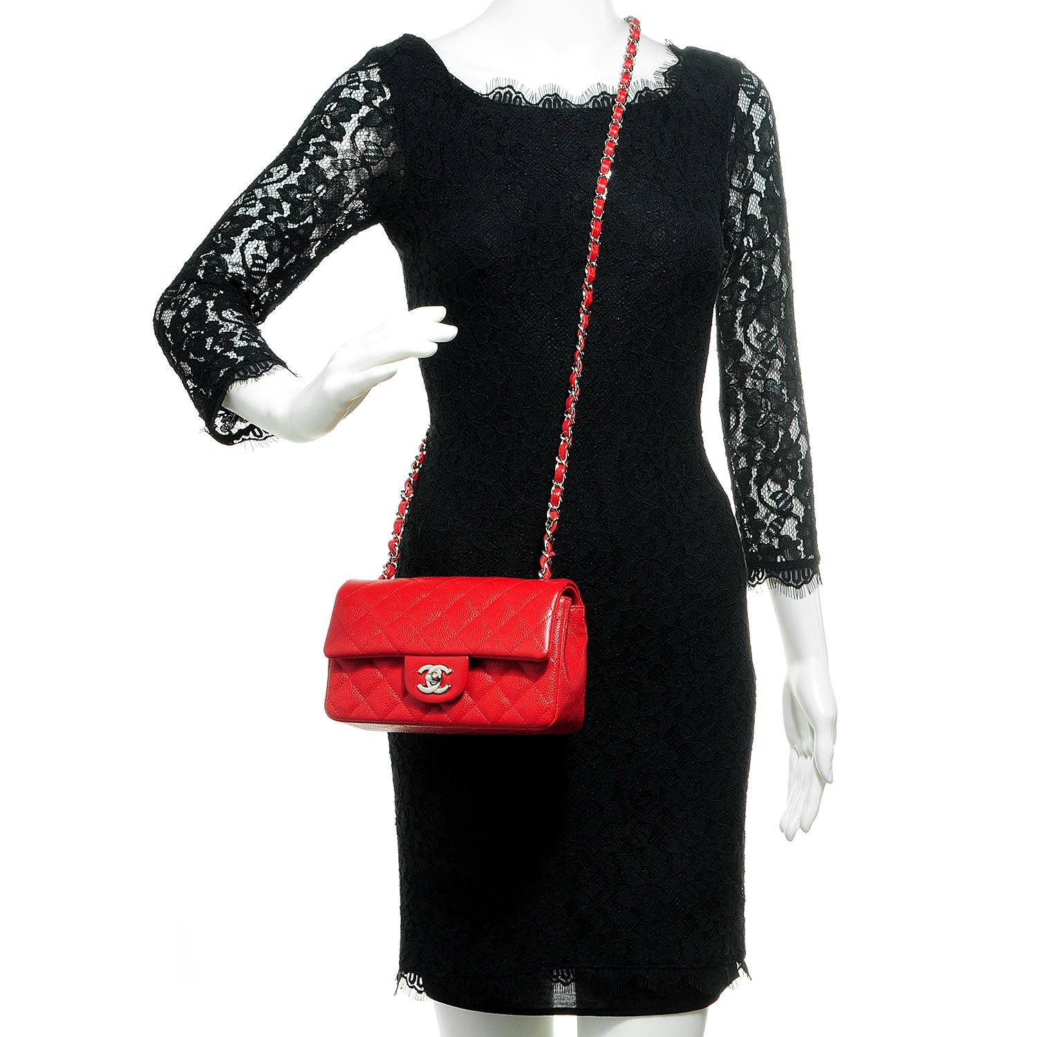 Chanel Caviar Quilted Mini Flap Red 2 of 9