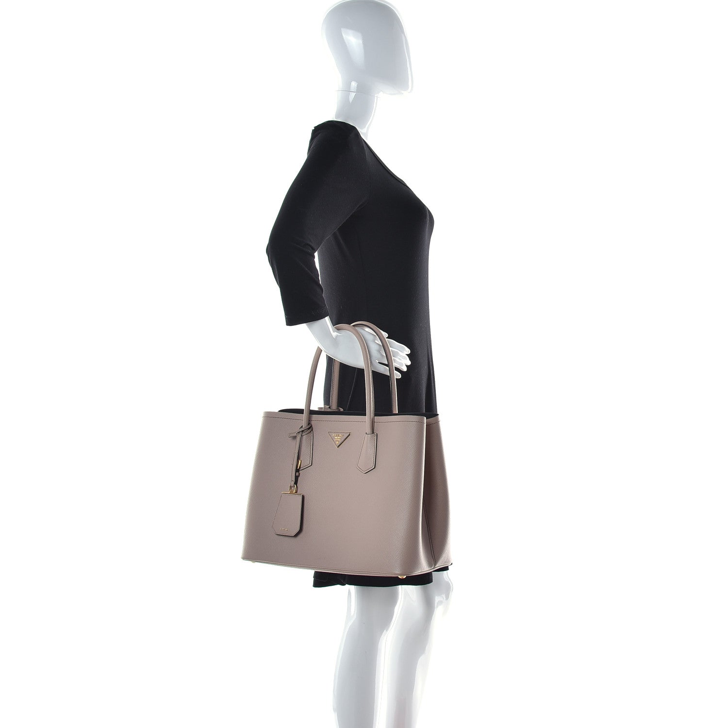 Prada Saffiano Cuir Medium Double Bag Cipria Black 2 of 13