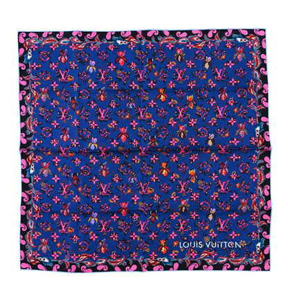 Louis Vuitton Silk Monogram Floral Square Scarf 70 Blue Multicolor 1 of 3
