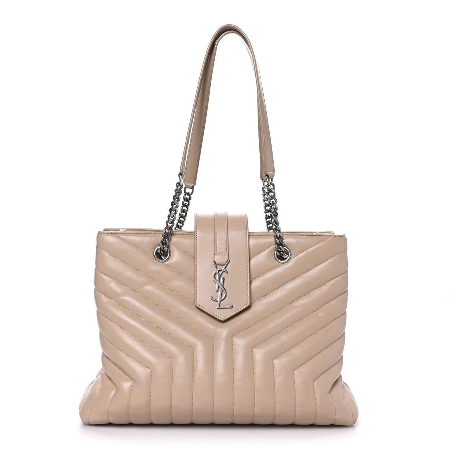 Calfskin Y Quilted Monogram Large Loulou Shopper Nude Powder