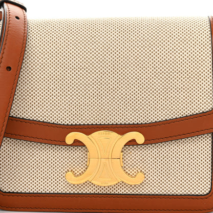 Celine Textile Natural Calfskin Teen Triomphe White Tan 7 of 9