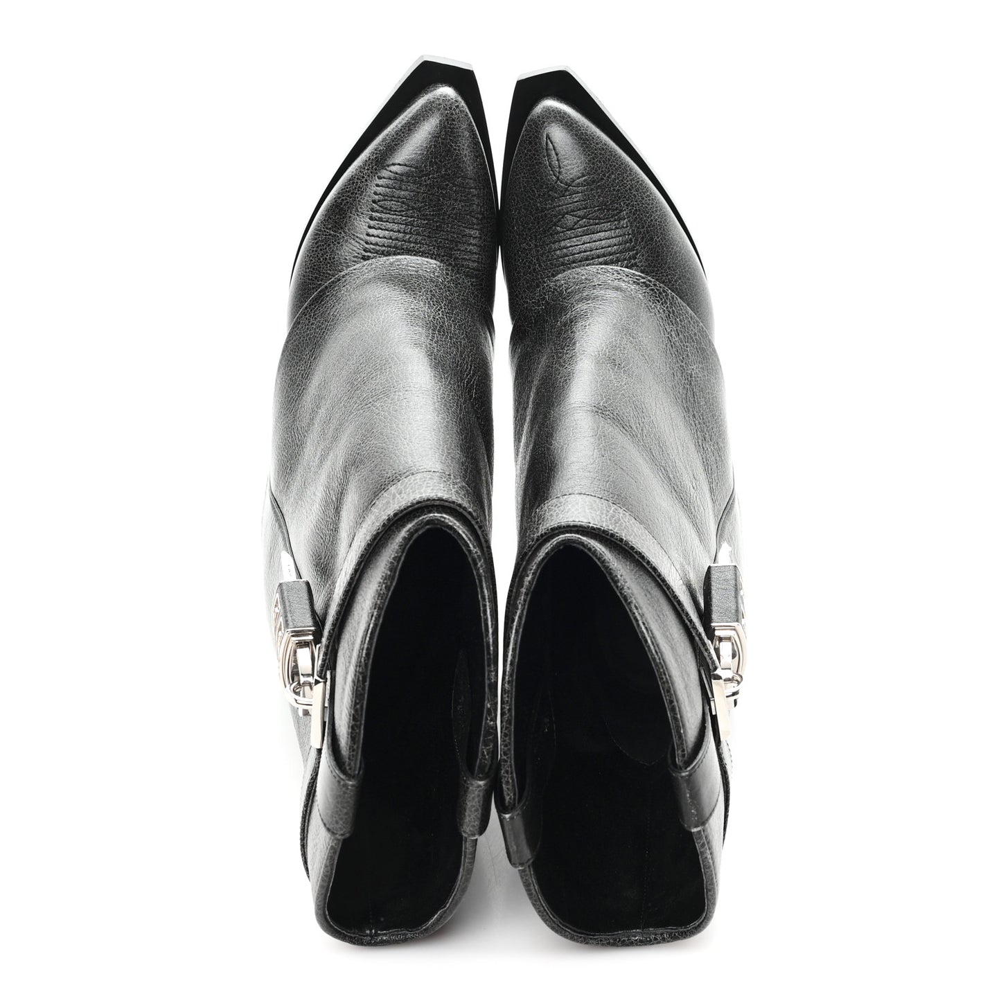 Aged Calfskin Cowboy Shark Lock Ankle Boots 39