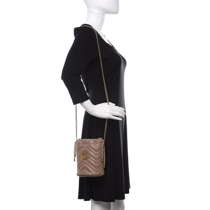 Gucci Calfskin Matelasse Mini GG Marmont 2.0 Bucket Bag Porcelain Rose 2 of 11