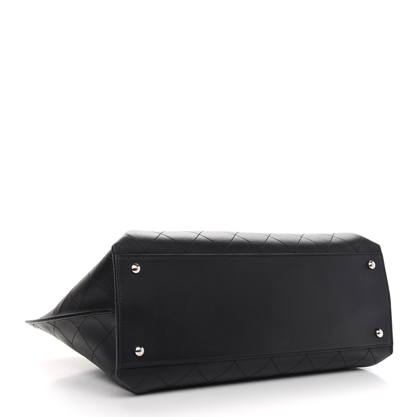 Calfskin Stitched Shopping Tote Black