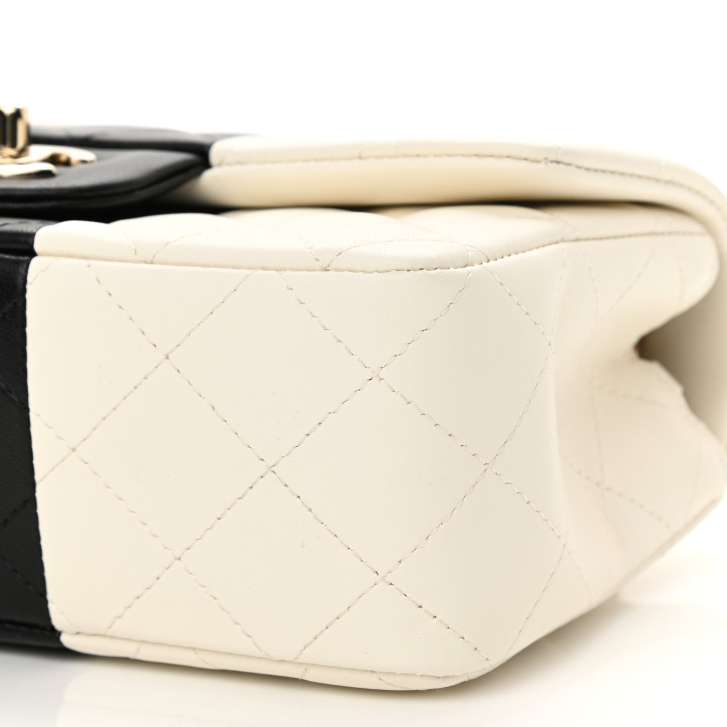 Lambskin Quilted Mini Rectangular Flap White Black