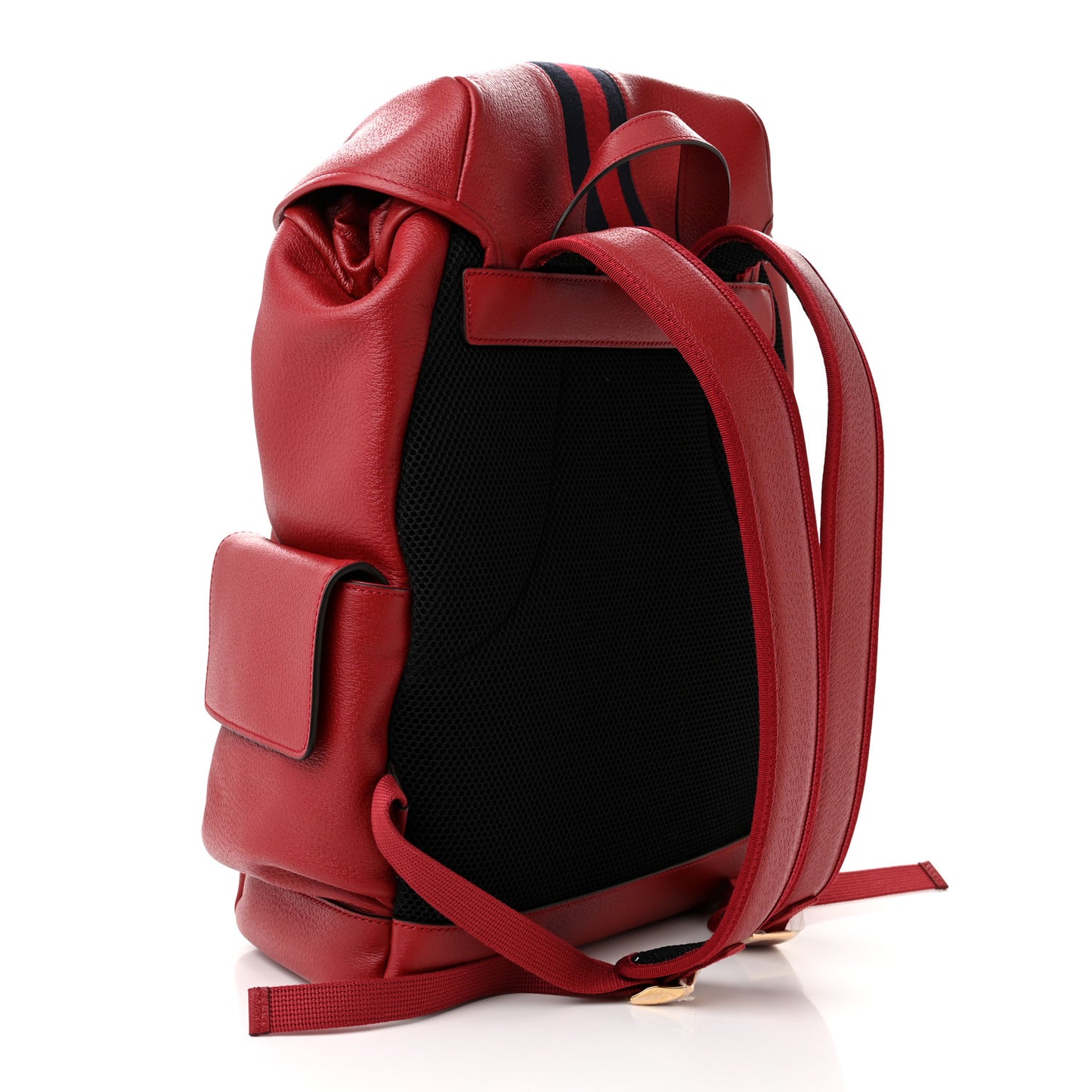 Grained Calfskin Medium Ophidia Double Buckle Backpack Red