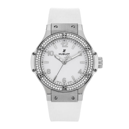 Hublot Stainless Steel Rubber Diamond Pave Bezel 38mm Big Bang Quartz Watch White White 1 of 5