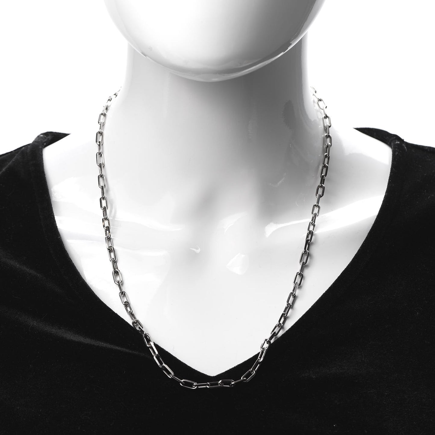 18K White Gold SM Santos De Cartier Link Necklace