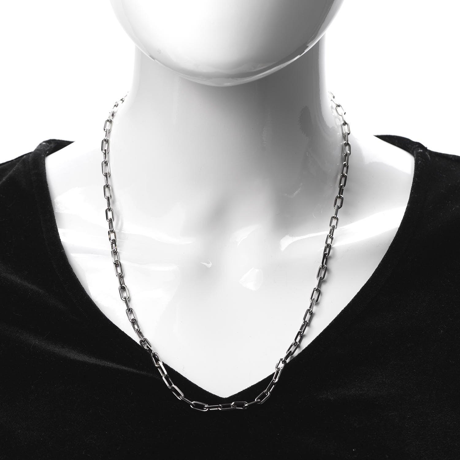Cartier 18K White Gold SM Santos De Cartier Link Necklace 2 of 7