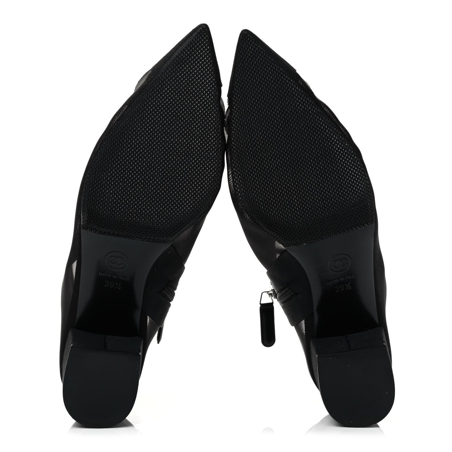 Chanel Mesh Grosgrain Camellia Short Boots 39.5 Black 5 of 8