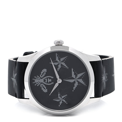 Gucci Stainless Steel Calfskin 38mm G-Timeless Bee Star Hologram Quartz Watch Black 2 of 4