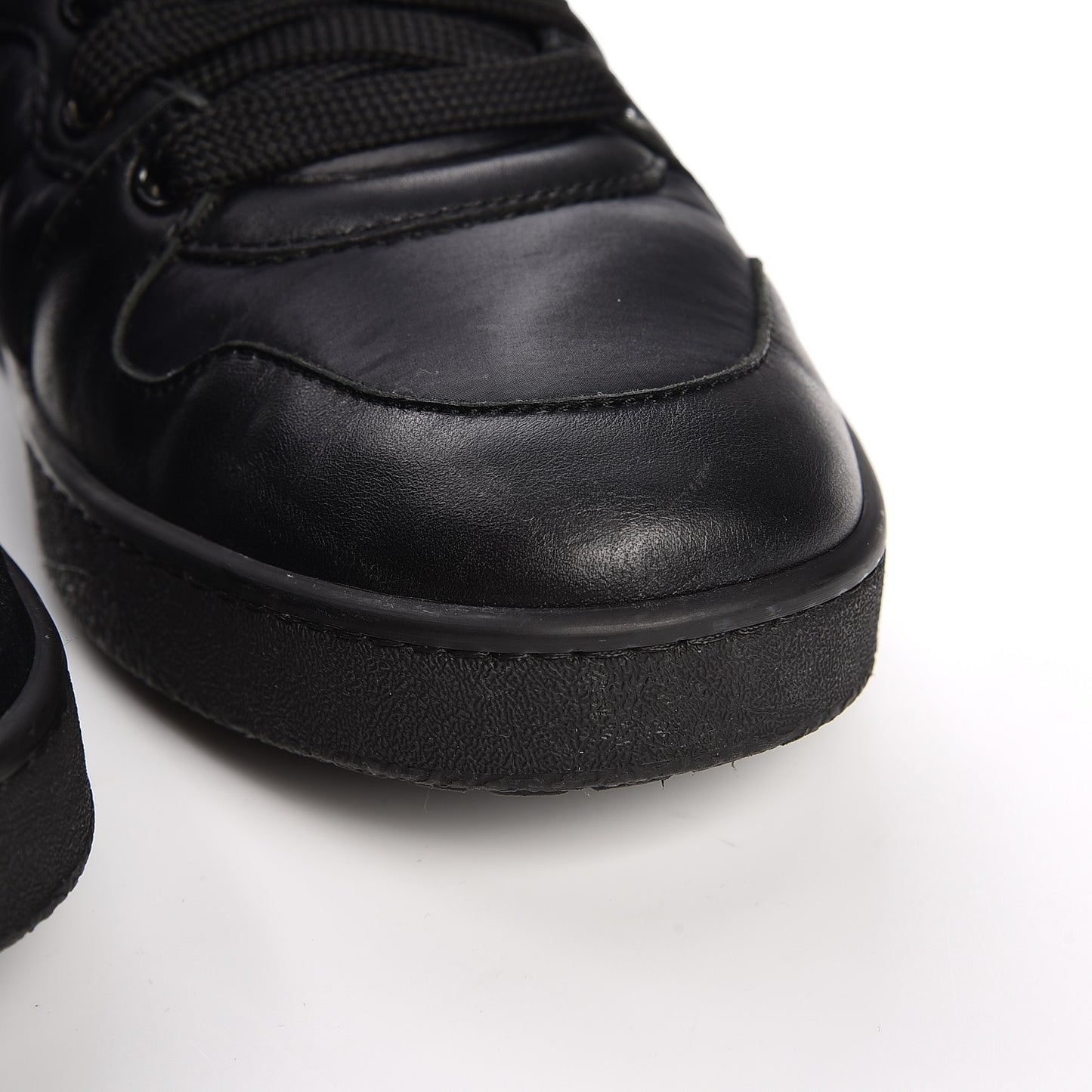 Nylon Calfskin Mens High Top Sneakers 8.5 Black