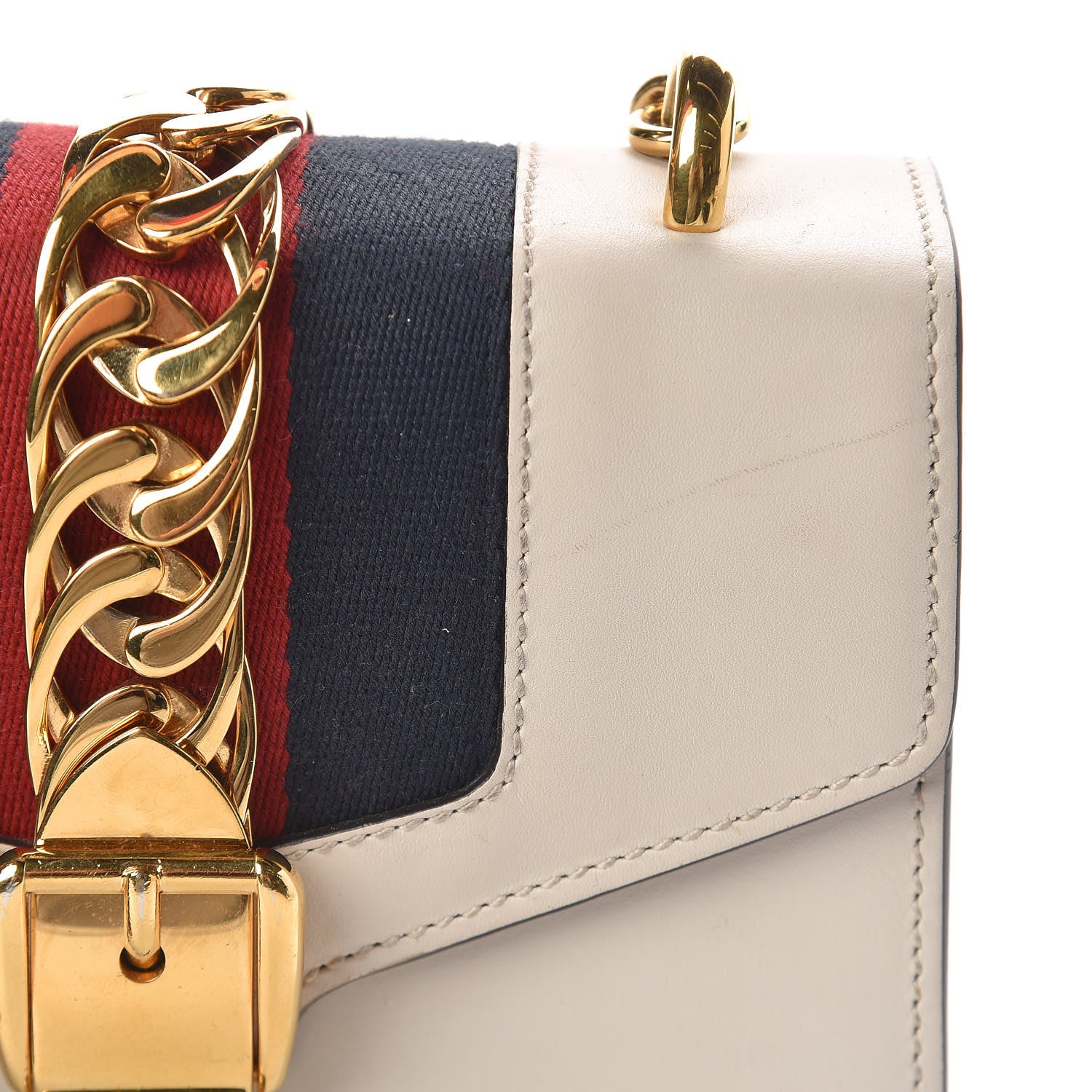 Gucci Calfskin Mini Sylvie Chain Shoulder Bag White 10 of 12