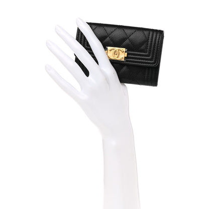 Chanel Caviar Quilted Boy Flap Card Holder Black 2 of 9