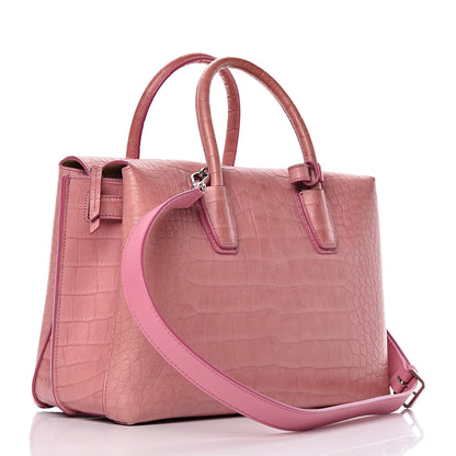 MCM Calfskin Crocodile Embossed Medium Milla Tote Pink 3 of 10
