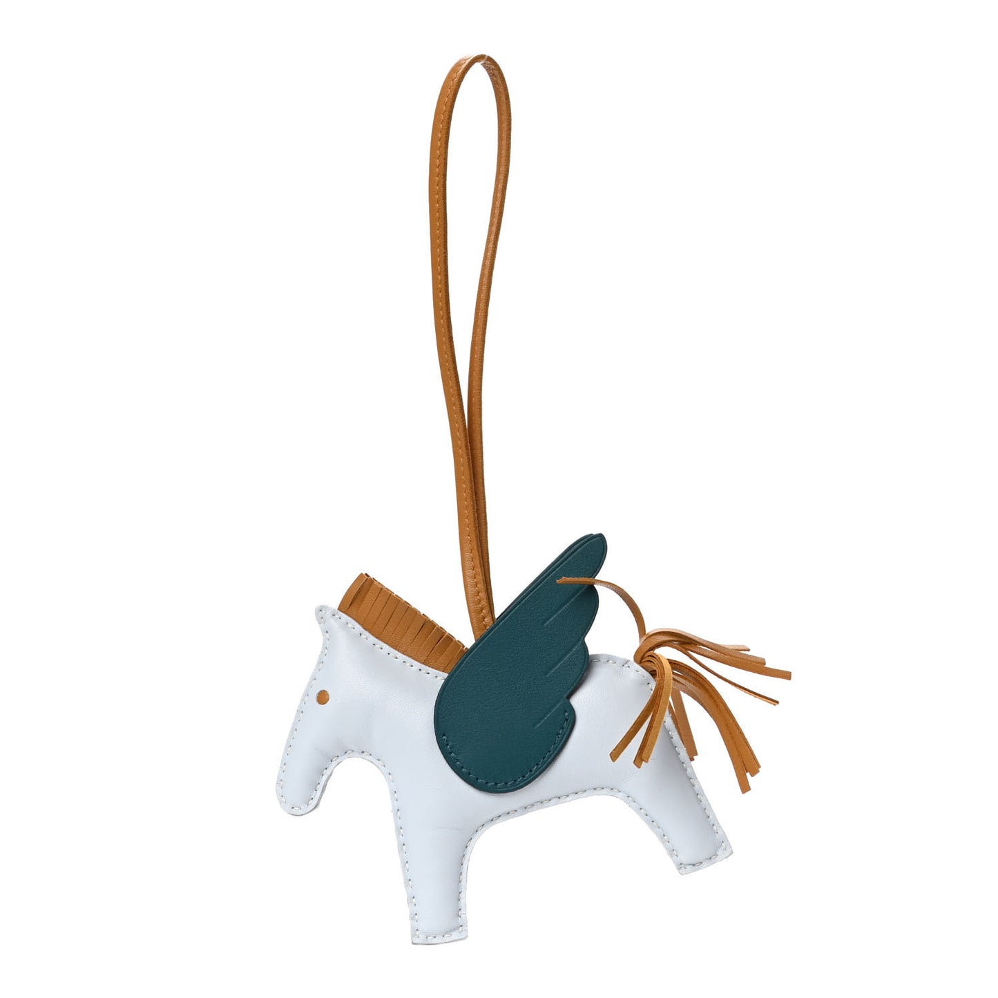 Milo Lambskin Grigri Rodeo Pegase Horse Bag Charm MM Bleu Brume Sesame Vert Bosphore