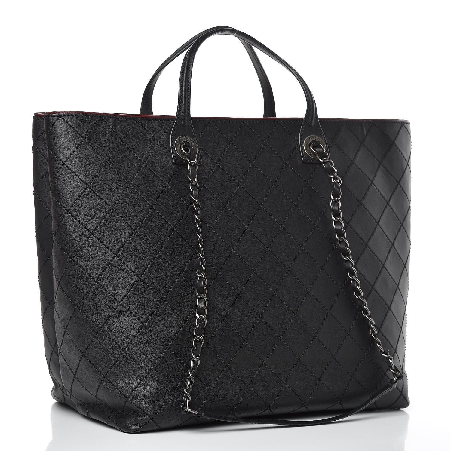 Chanel Calfskin Stitched Large Shopping Tote Black 3 of 10