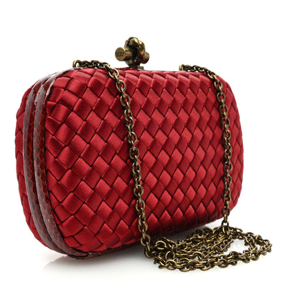Bottega Veneta Satin Intreccio Impero Ayers Chain Knot Clutch Red 3 of 9